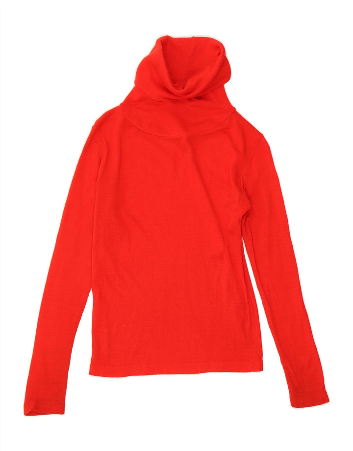 VINTAGE Womens Roll Neck Jumper Sweater UK 12 Medium Red Acrylic Vintage Vintage and Second-Hand Vintage from Messina Hembry 