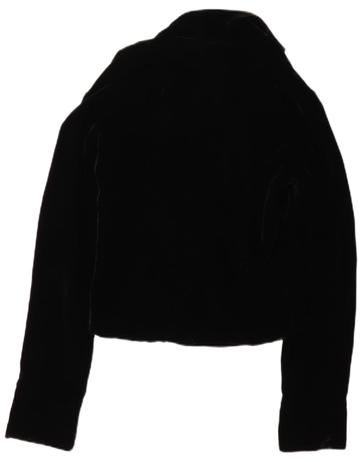 VINTAGE Ženska baršunasta jakna s 3 gumba UK 12 srednje crna