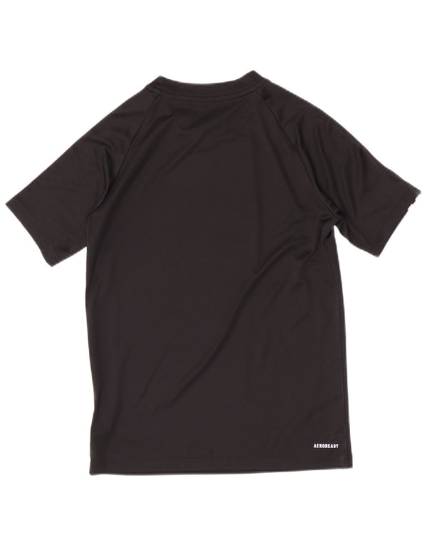 Adidas Boys Aeroready Regular T-Shirt Top 11-12 Years Black Poliester