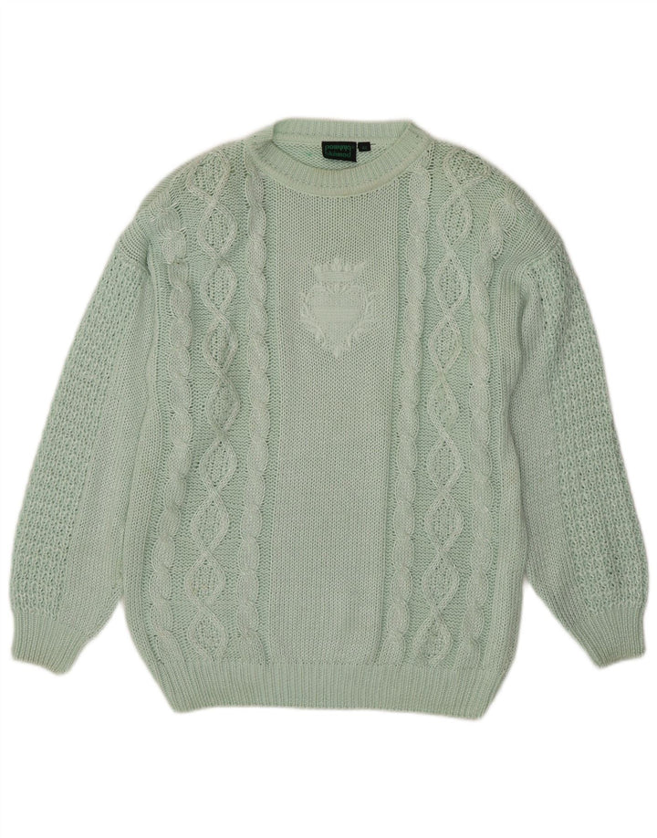 BLUHMOD Womens Crew Neck Jumper Sweater EU 42 Large Green Cotton