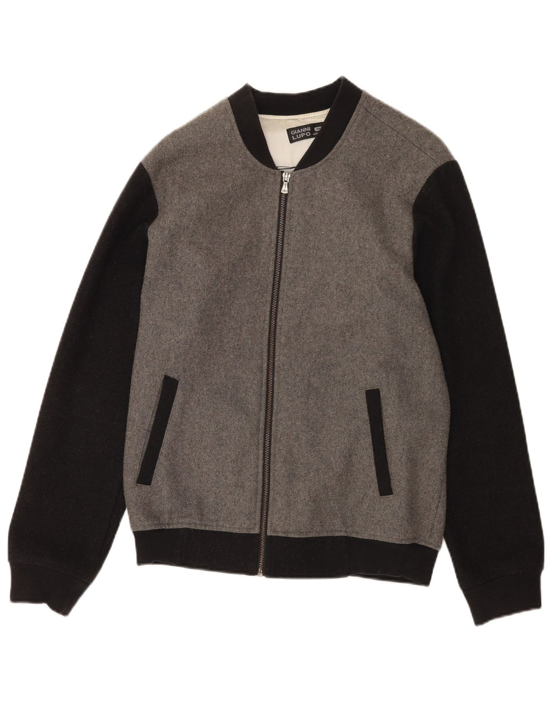 Gianni Lupo muška bomber jakna UK 40 Large Grey Colourblock Wool