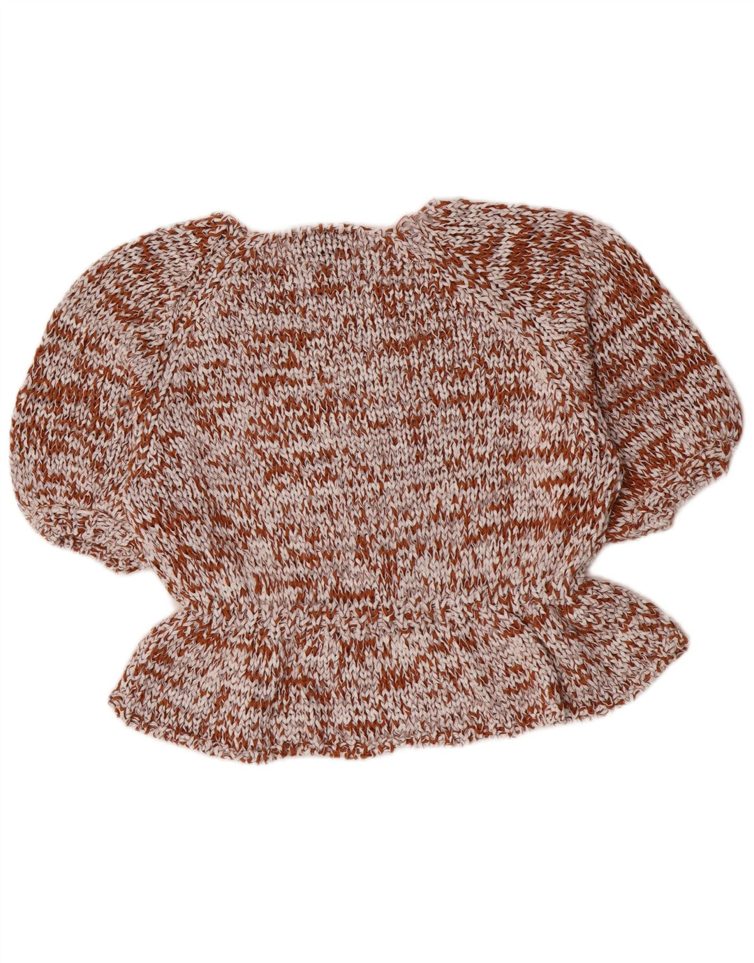 Zara ženska velika heklana bluza Top UK 10 Small Brown Cotton