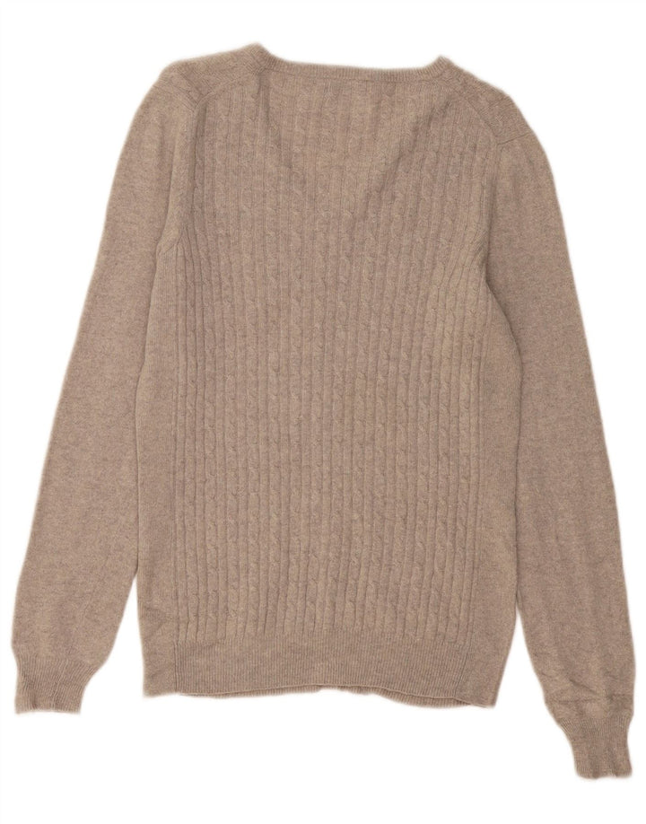 FRED PERRY Ženski džemper s V-izrezom UK 12 Srednje siva vunena