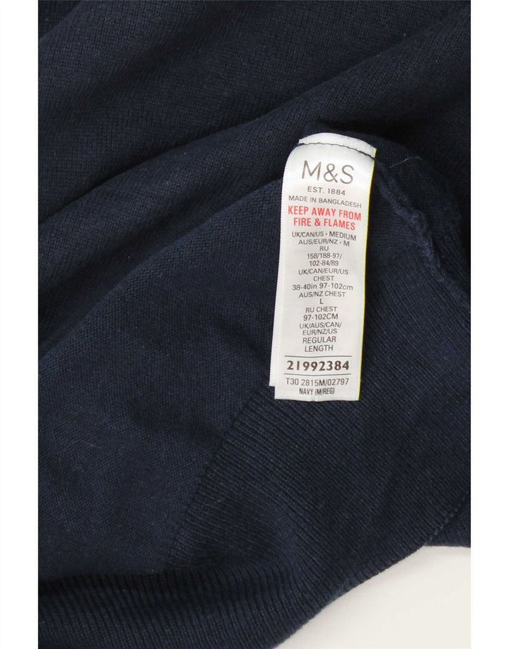 Marks & Spencer, muški džemper s okruglim izrezom, srednje tamnoplavi pamuk