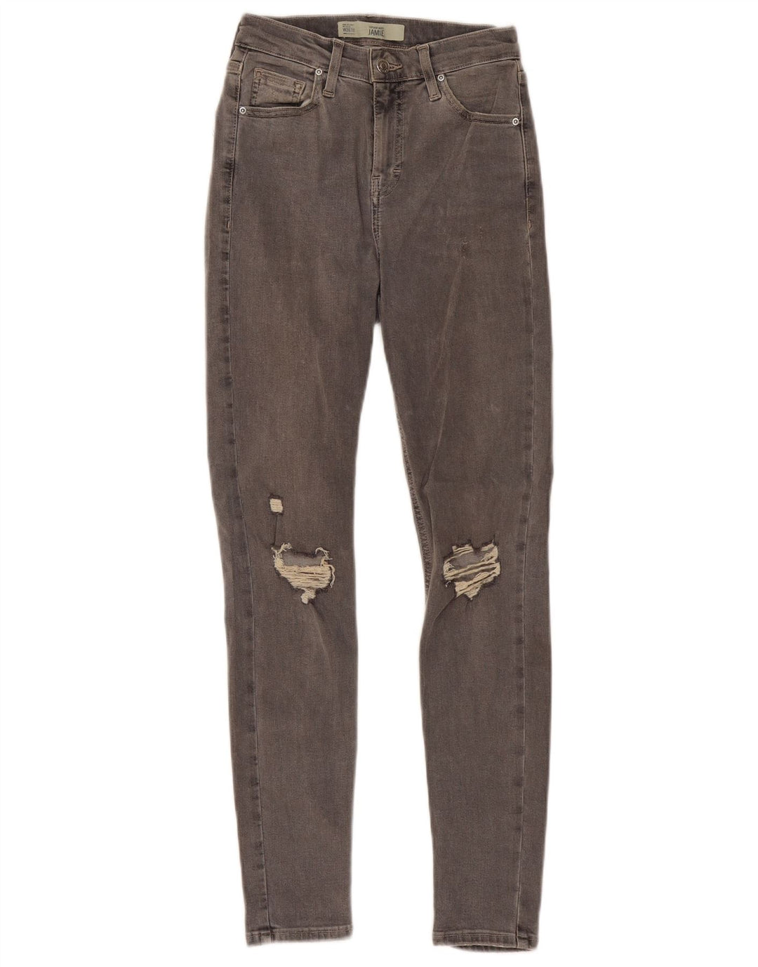 TOPSHOP Ženske uske traperice s oskudima W26 L27 Sivi pamuk