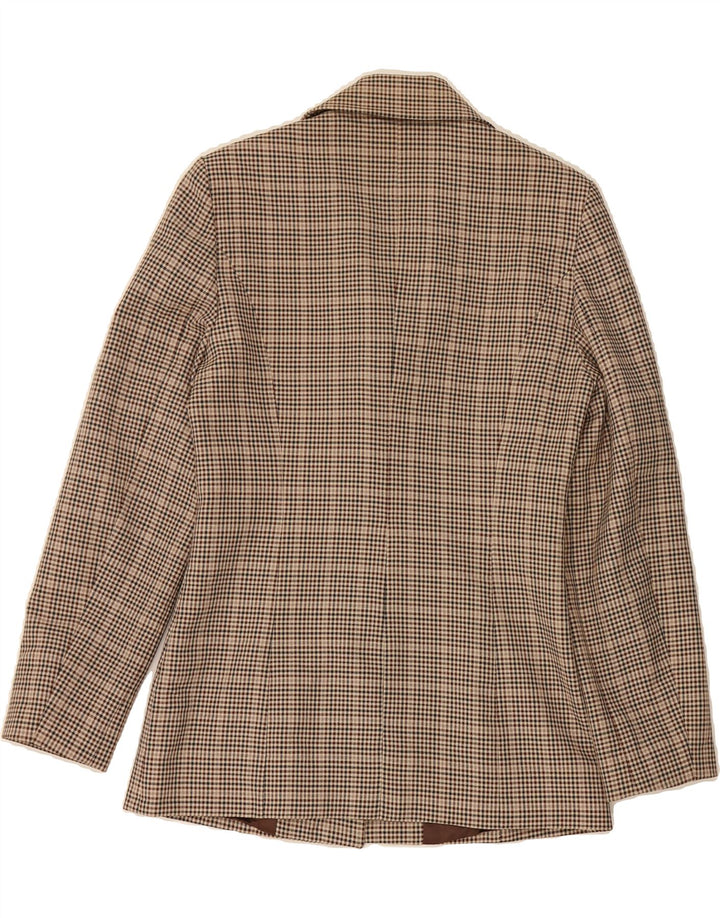 BENETTON Womens 4 Button Blazer Jacket IT 42 Medium Brown Check Polyester Vintage Benetton and Second-Hand Benetton from Messina Hembry 