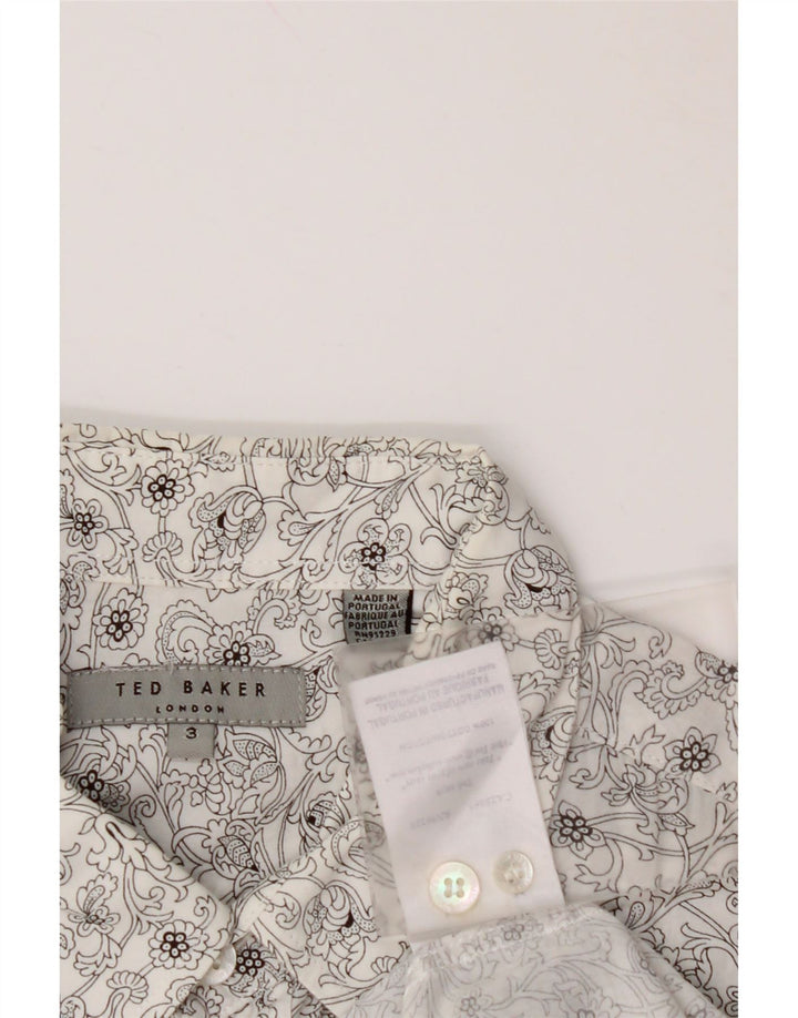 TED BAKER Muška košulja, veličina 3, srednje bijeli cvjetni pamuk