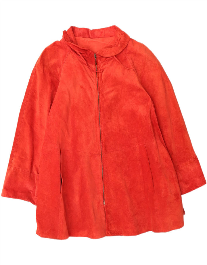 VINTAGE Womens Suede Overcoat EU 42 Large Red Leather Vintage Vintage and Second-Hand Vintage from Messina Hembry 