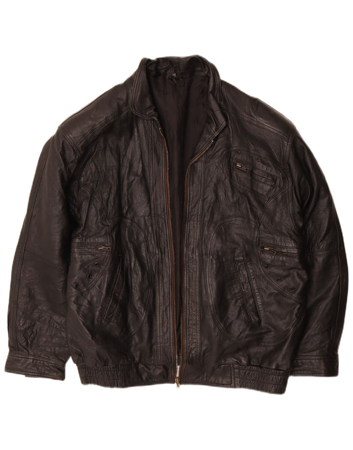 Vintage muška kožna jakna UK 38 srednje crna koža