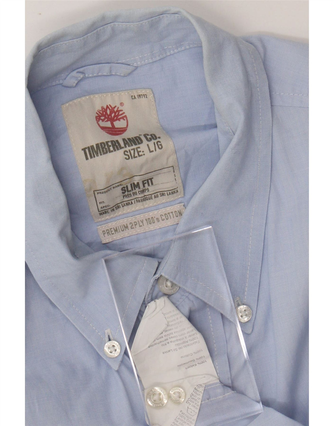 TIMBERLAND Mens Slim Fit Shirt Large Blue Cotton