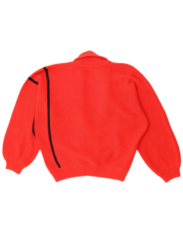 Vintage ženski kardigan džemper UK 16 Djevičanska vuna s velikim crvenim prugama