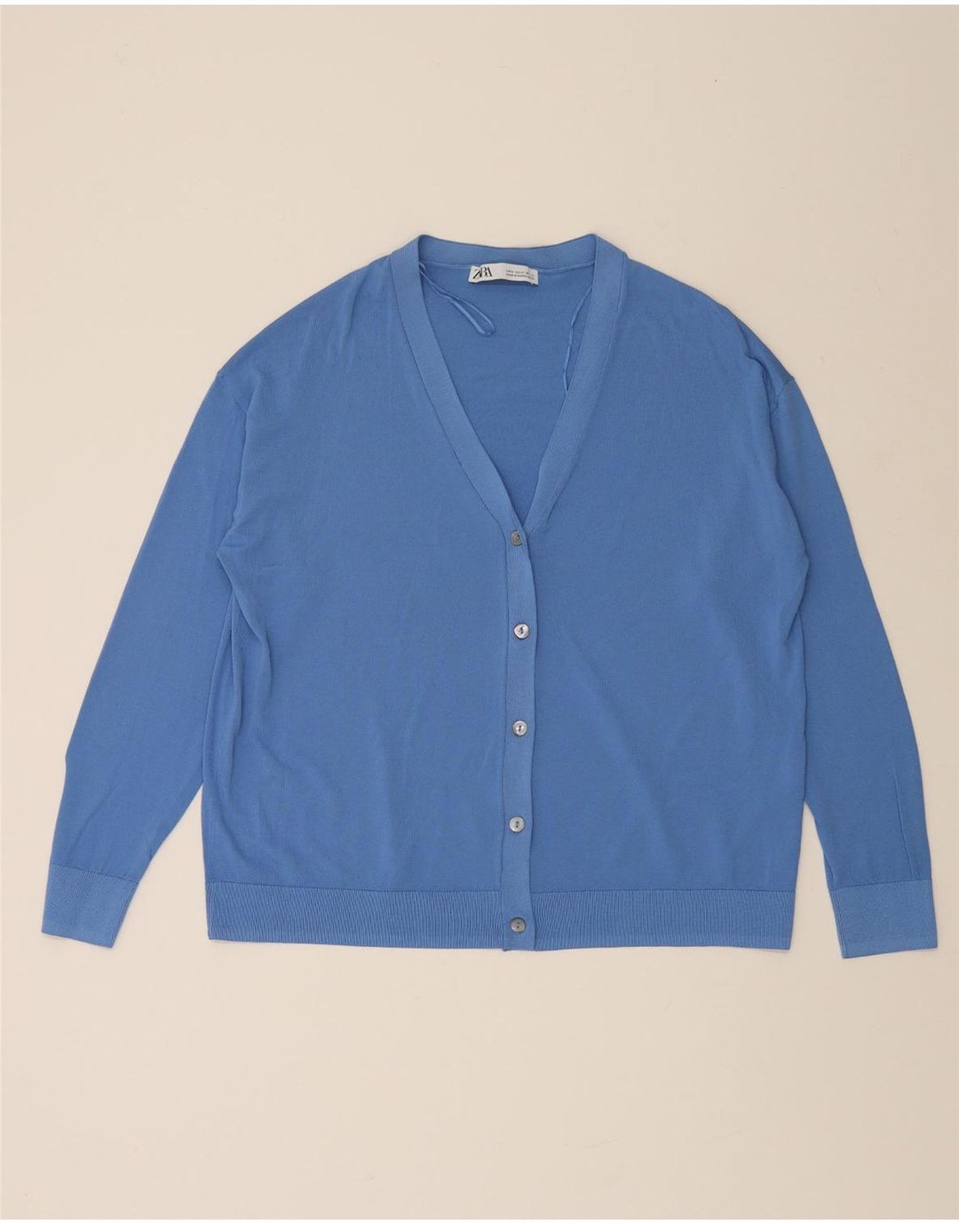 ZARA Womens Cardigan Sweater UK 14 Medium Blue Viscose Vintage Zara and Second-Hand Zara from Messina Hembry 