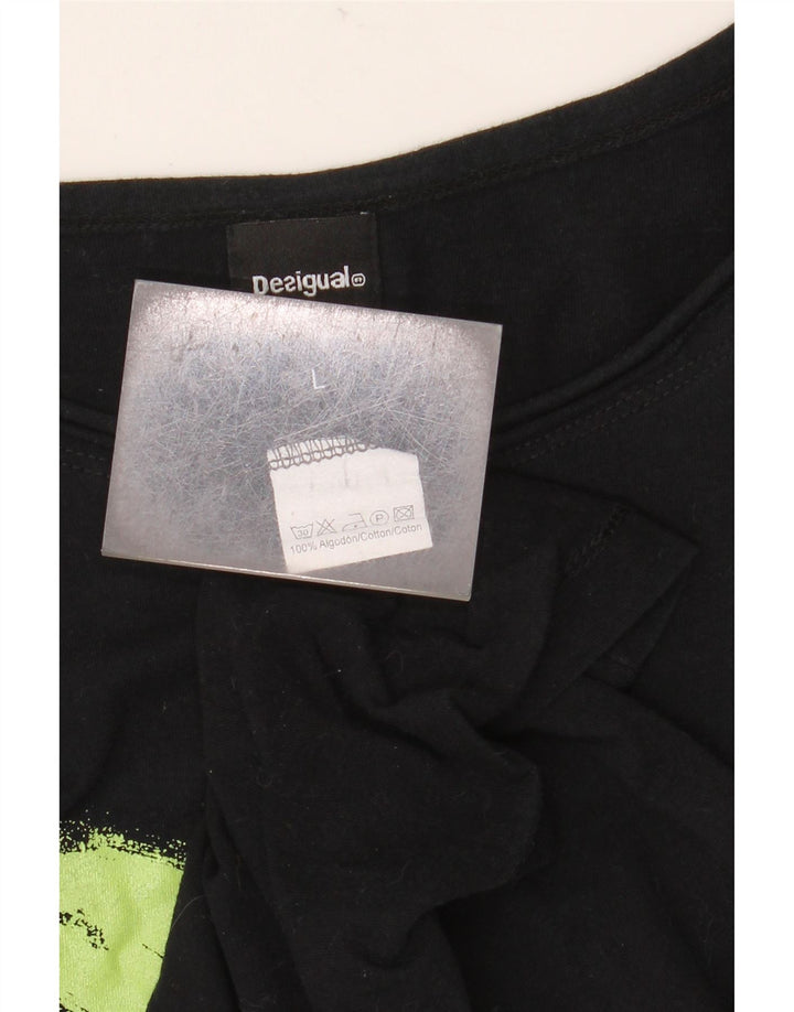 DESIGUAL Ženska majica dugih rukava s grafikama UK 14 Veliki crni pamuk