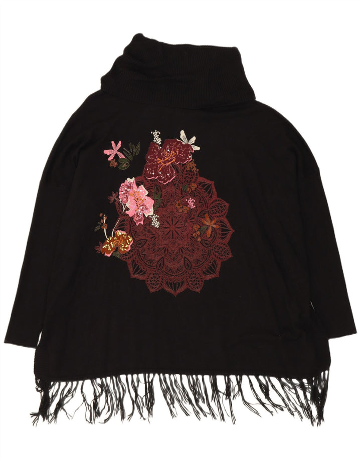 Desigual ženski pulover s rol izrezom UK 18 XL crna viskoza