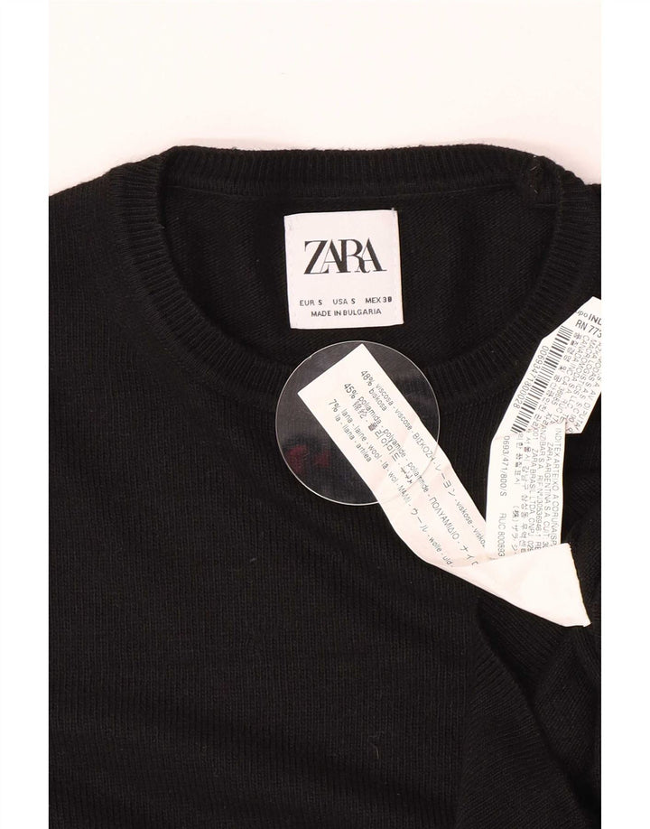 Zara muški pulover s okruglim izrezom, mali crni viskozni pulover