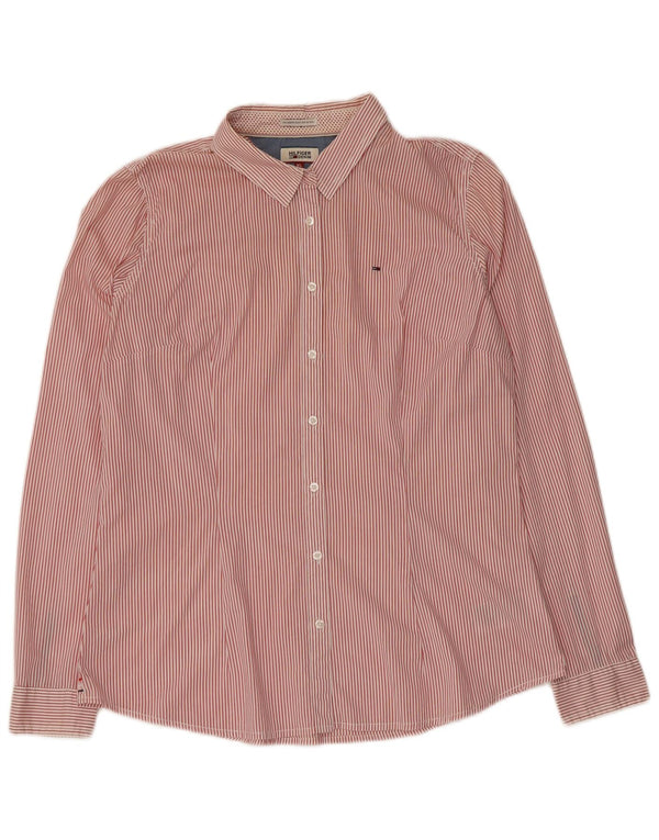 Tommy Hilfiger Womens Shirt UK 18 XL Red Pinstripe Cotton