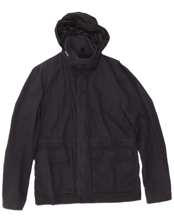 FRED PERRY Muška vjetrovka s kapuljačom UK 36 Mala tamnoplava pamuk