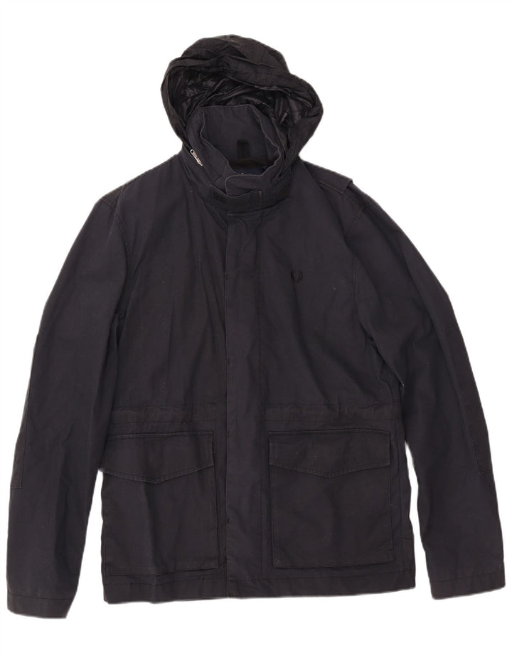 FRED PERRY Muška vjetrovka s kapuljačom UK 36 Mala tamnoplava pamuk