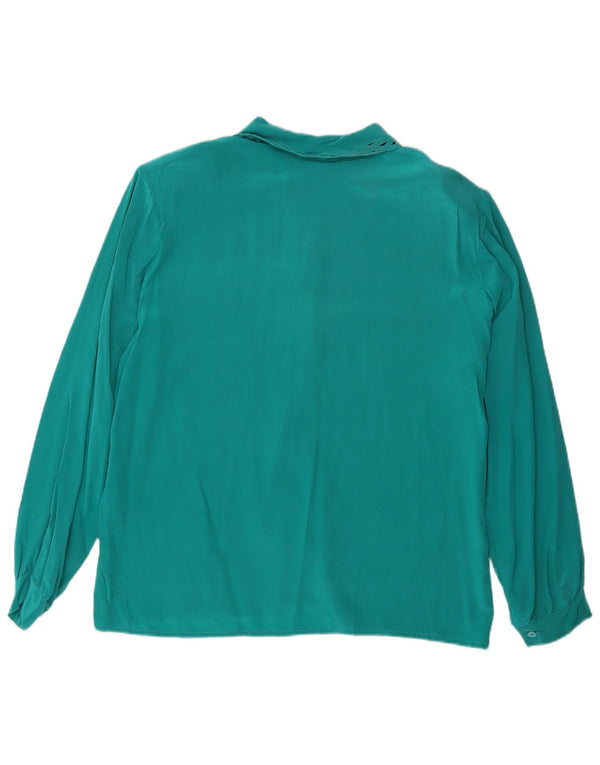 Vintage ženska košulja bluza UK 16 velika zelena svila