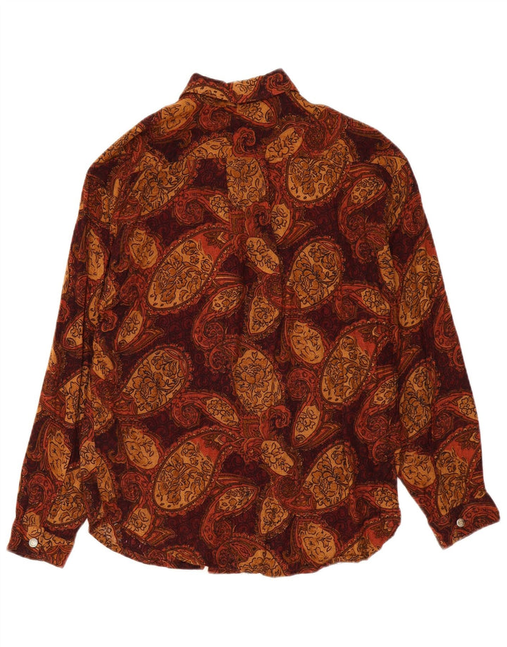 Vintage ženska košulja UK 16 veliki smeđi paisley poliester