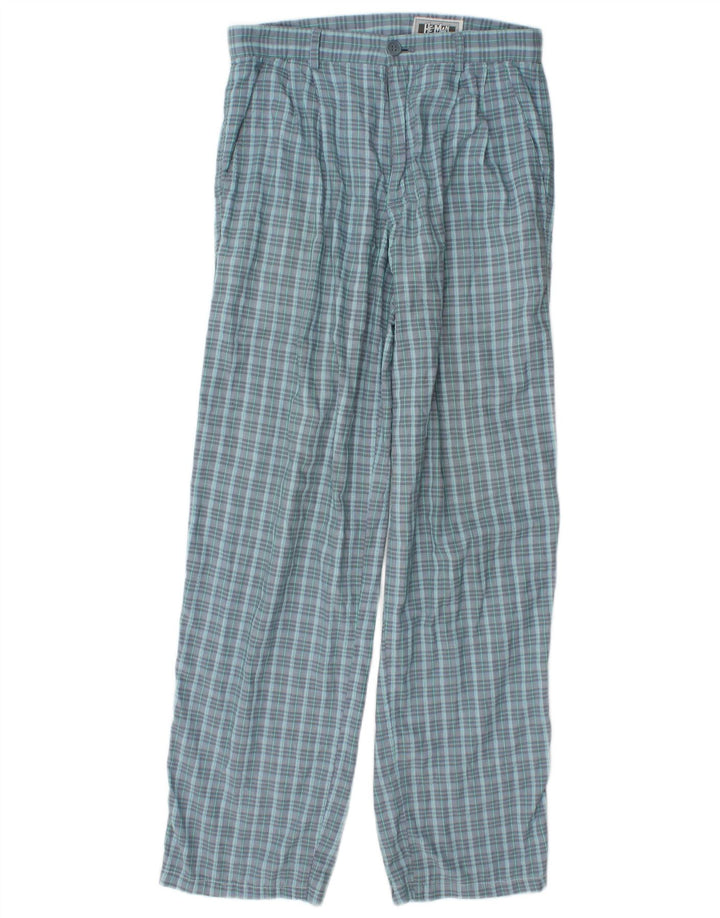 Vintage muške chino hlače s klinovima W29 L31 plavi karirani poliester