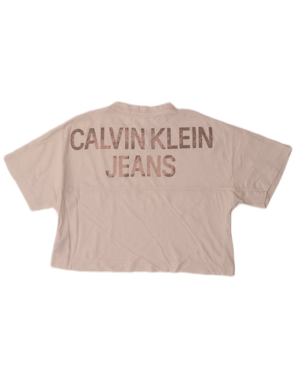 Calvin Klein Jeans Ženska skraćena majica kratkih rukava s velikim motivom UK 6 XS Bijela