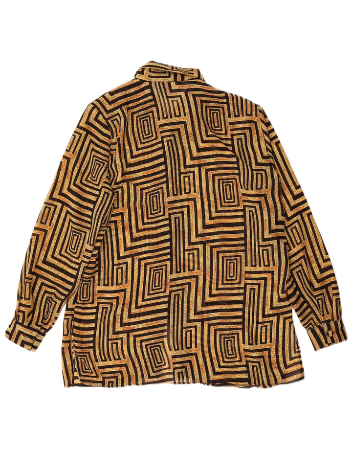 Vintage ženska košulja bluza UK 14 veliki bež geometrijski poliester