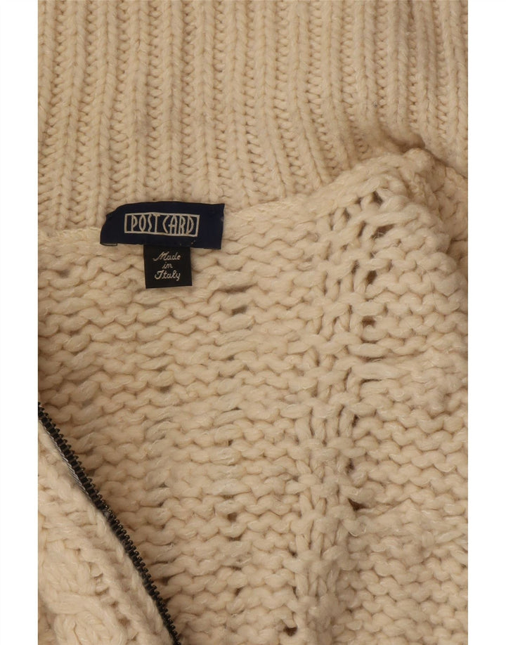 Razglednica, muški kardigan džemper s punim patentnim zatvaračem, mali od bijele vune
