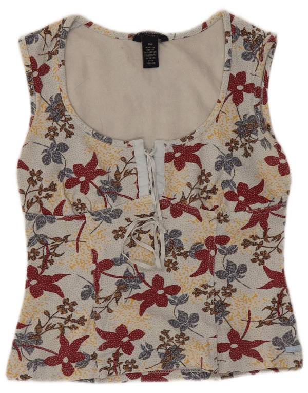 Top ženske bluze American Eagle UK 4 XS Bijeli cvjetni pamuk