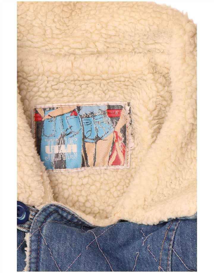 VINTAGE muška traper šerpa jakna UK 40 Large Blue Cotton Classic