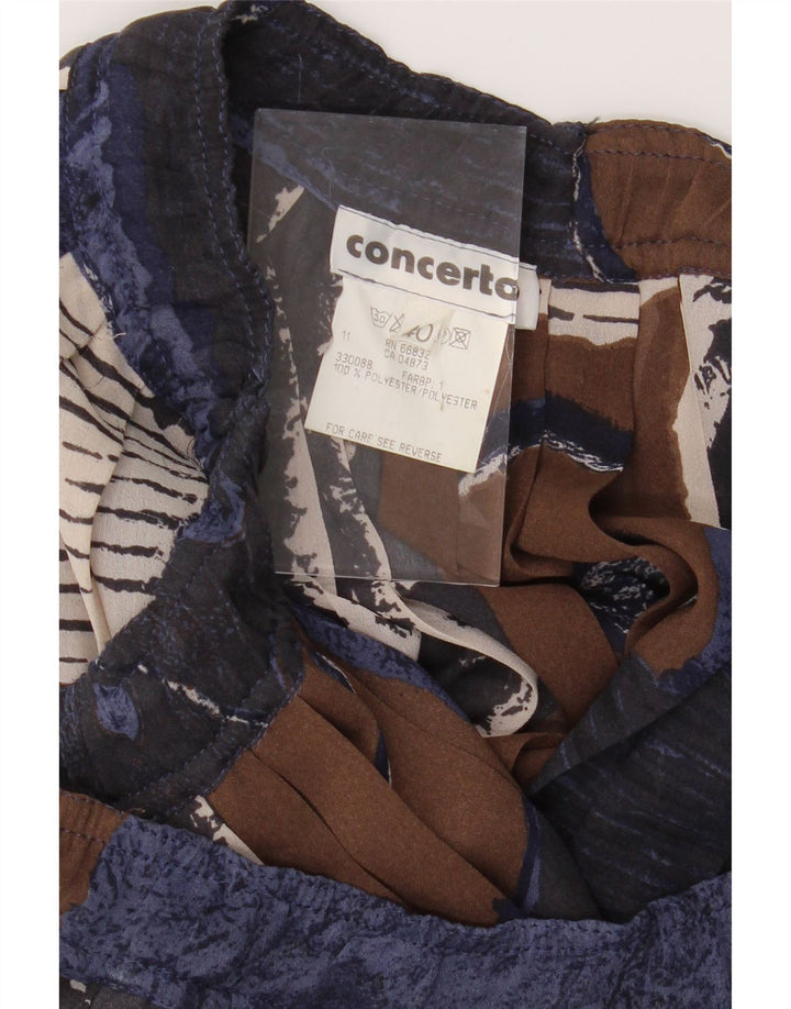 CONCERTO Womens Pleated Skirt W40 2XL Blue Geometric Polyester Vintage Concerto and Second-Hand Concerto from Messina Hembry 
