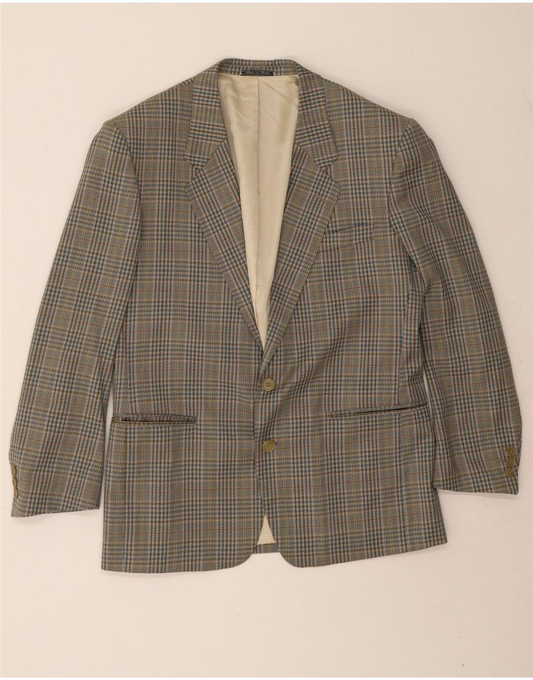 Prandina muška jakna sako s 2 gumba UK 40 Large Green Houndstooth Nova vuna