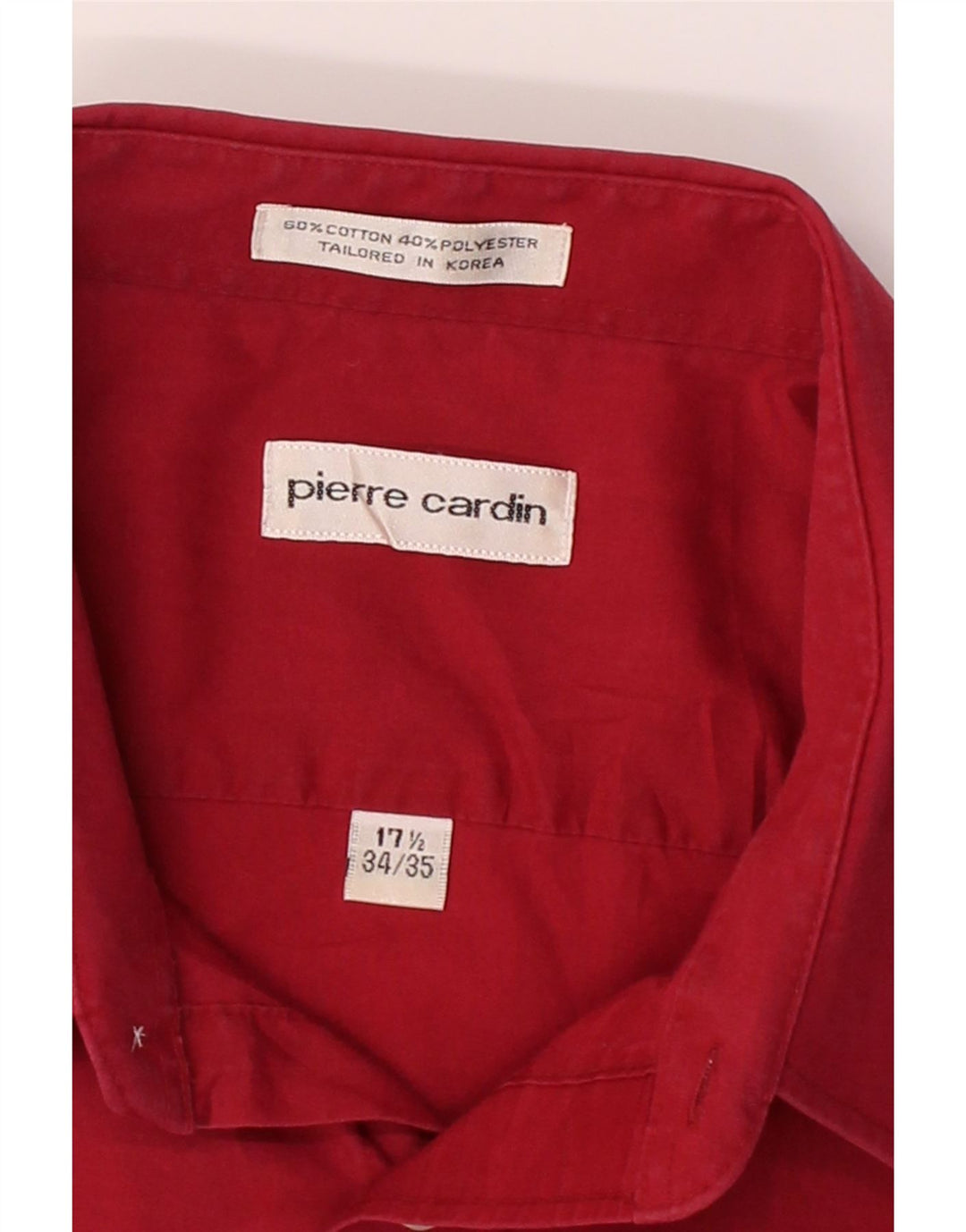 PIERRE CARDIN Mens Shirt Size 17 XL Red Cotton Vintage Pierre Cardin and Second-Hand Pierre Cardin from Messina Hembry 
