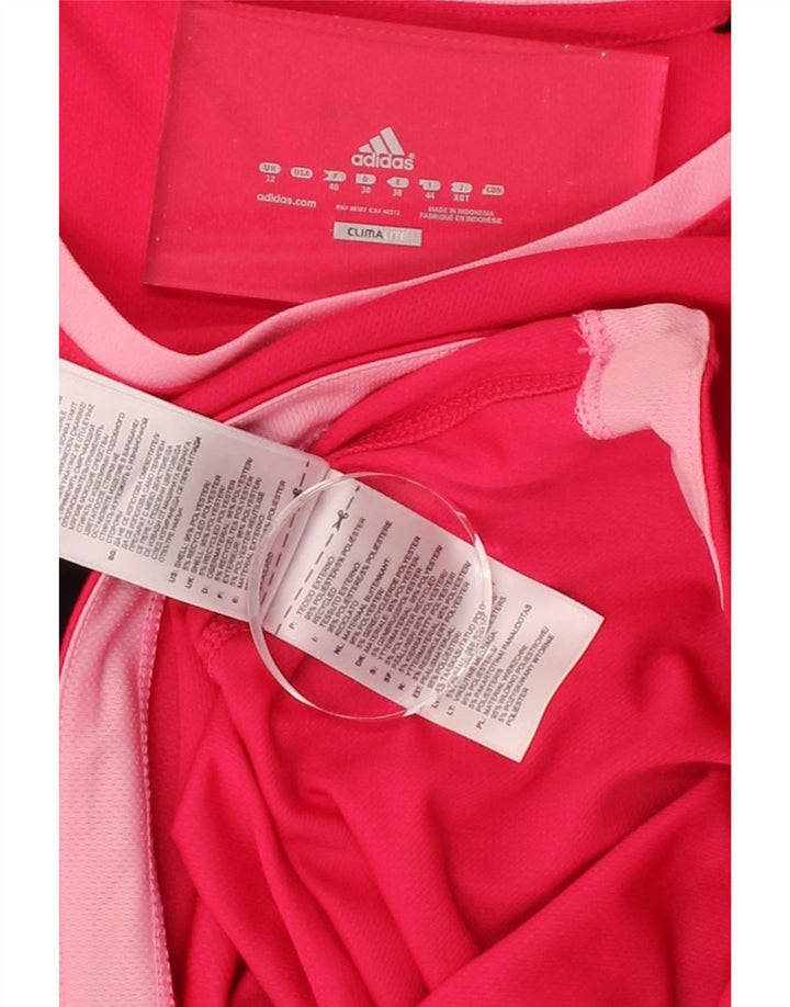ADIDAS Womens Climalite T-Shirt Top UK 12 Medium Red Colourblock Polyester Vintage Adidas and Second-Hand Adidas from Messina Hembry 