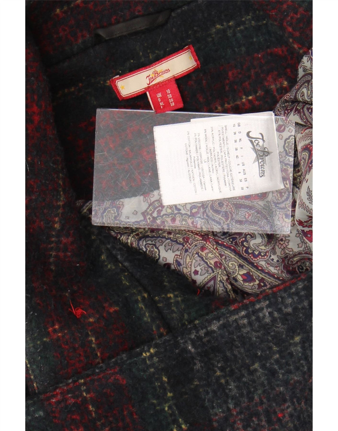 JOE BROWNS Ženski kaput s dvorednim kopčanjem UK 10 Mali šareni karo