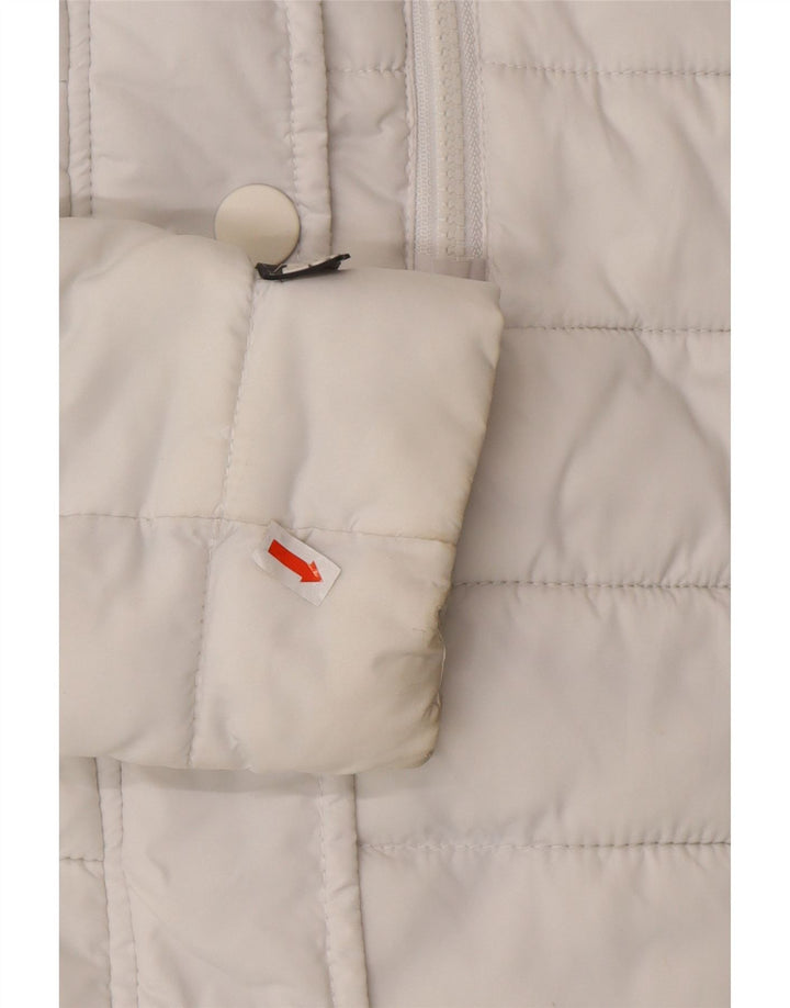 SUPERDRY Womens Hooded Padded Jacket UK 12 Medium White Nylon