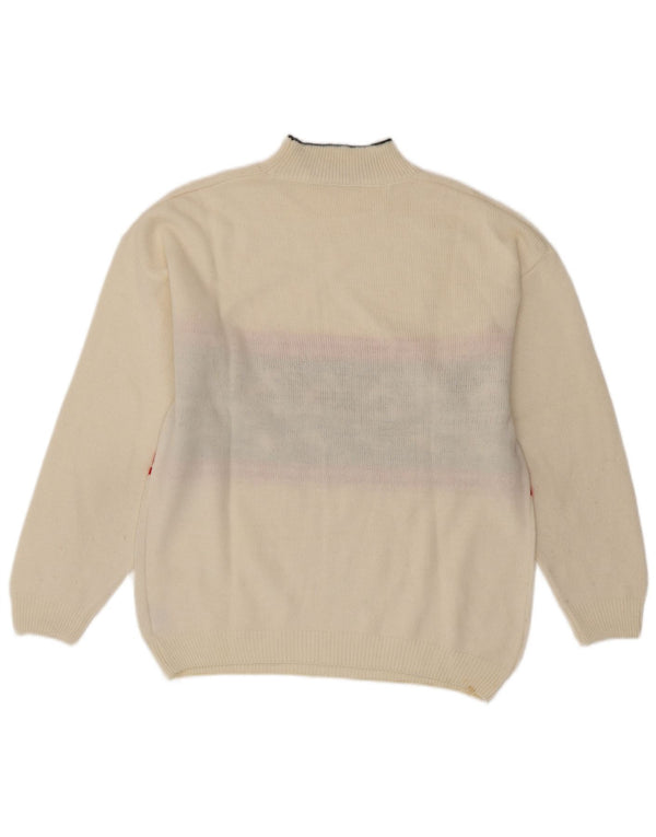 VINTAGE ženski džemper s kornjačičastim ovratnikom UK 16 Large White Fair Isle
