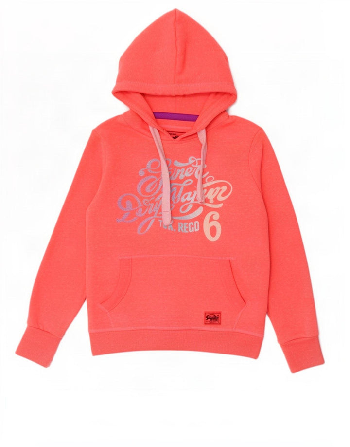 Superdry ženska majica s kapuljačom s kapuljačom UK 14 Srednje ružičasti poliester