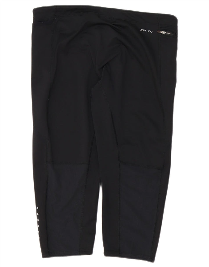 Nike Ženske Dri Fit Capri Leggings UK 14 Veliki crni poliester