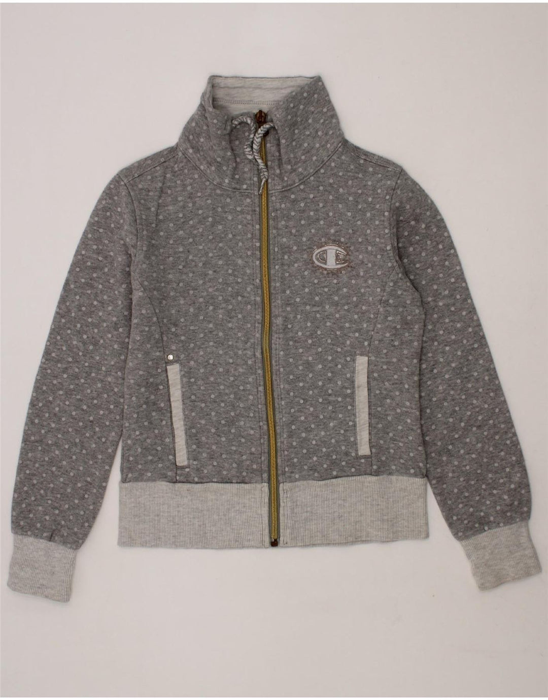 CHAMPION Girls Tracksuit Top Jacket 7-8 Year Small  Grey Spotted Vintage Champion and Second-Hand Champion from Messina Hembry 