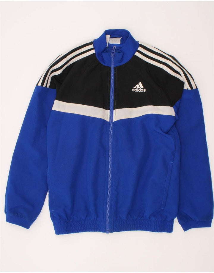 Gornja jakna od trenirke Adidas za dječake 9-10 godina, poliester plave boje