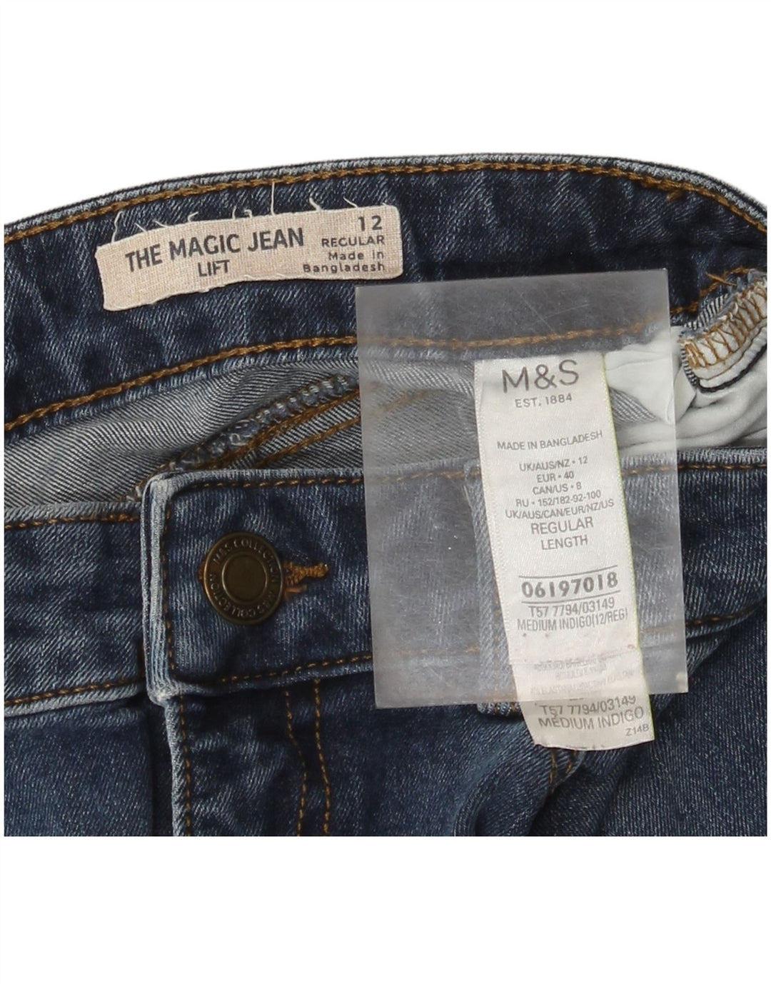 Marks & Spencer Ženske Regular Slim Jeans UK 12 Srednje W30 L28 Plavi pamuk