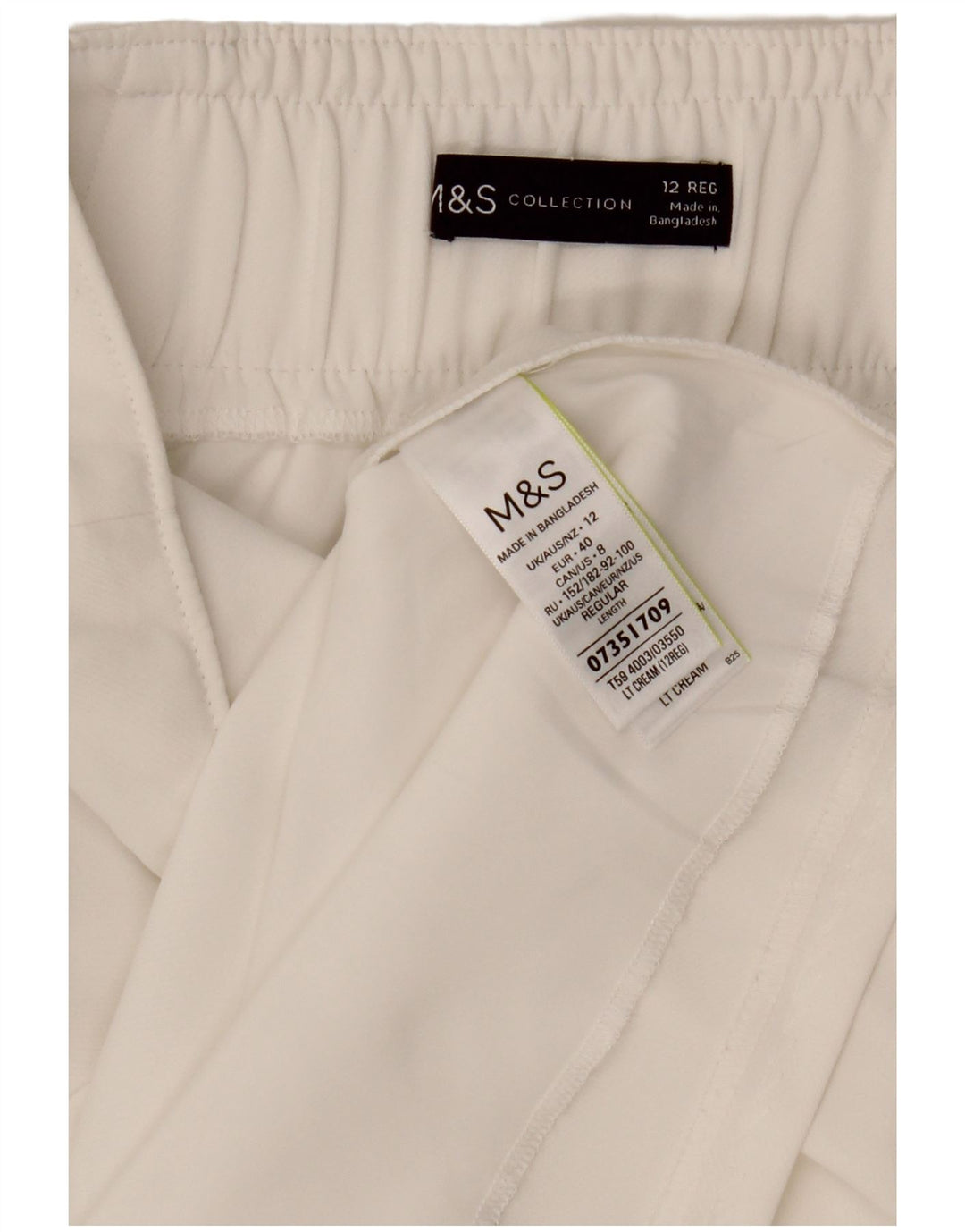 MARKS & SPENCER Ženska ravna suknja UK 12 srednje W30 bijeli poliester