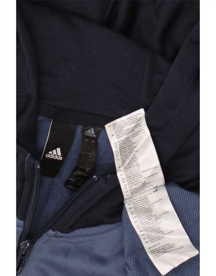 Adidas muški pulover s kapuljačom na patentni zatvarač veliki plavi poliester