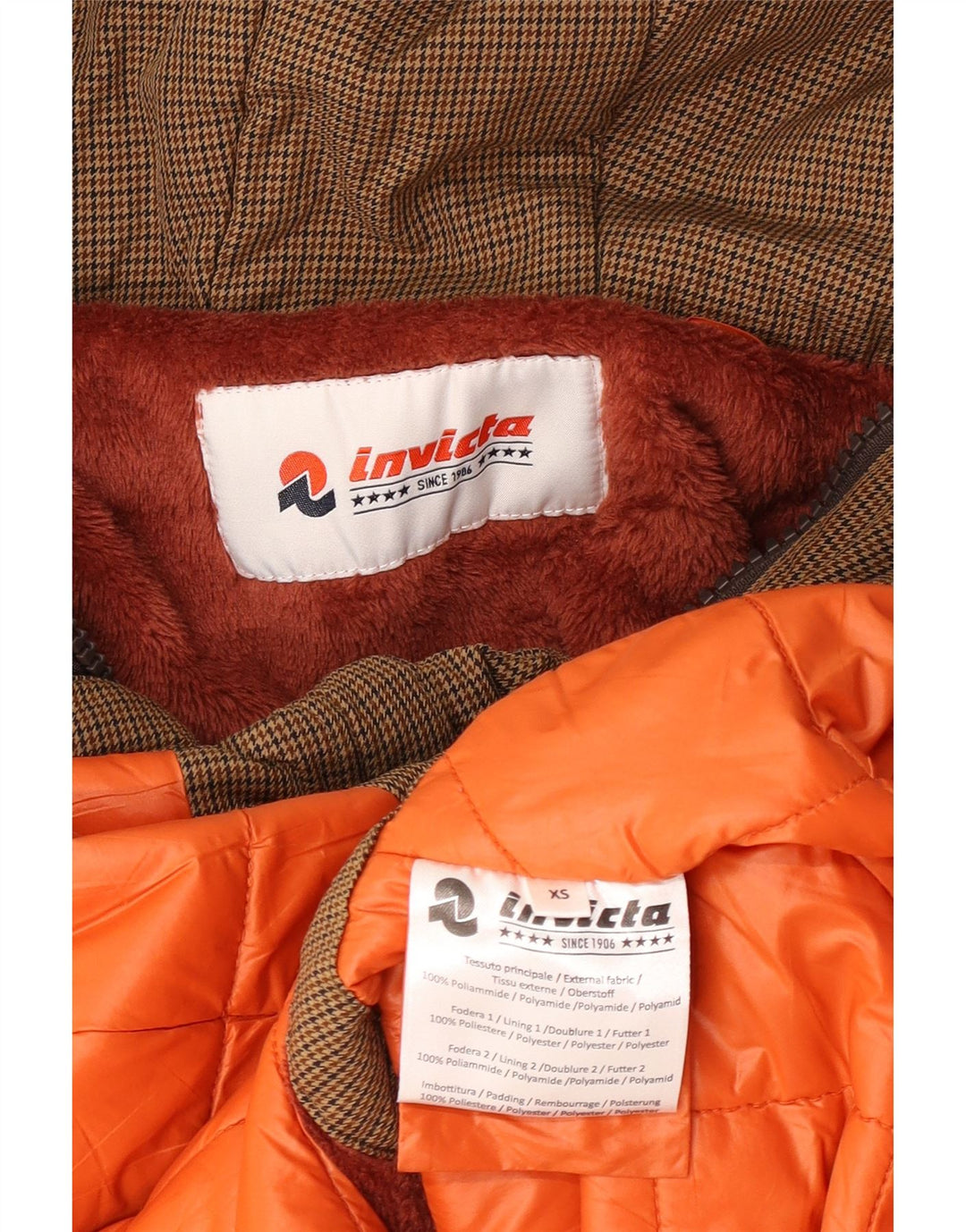Invicta ženska jakna parka s kapuljačom UK 6 XS smeđa poliamidna houndstooth
