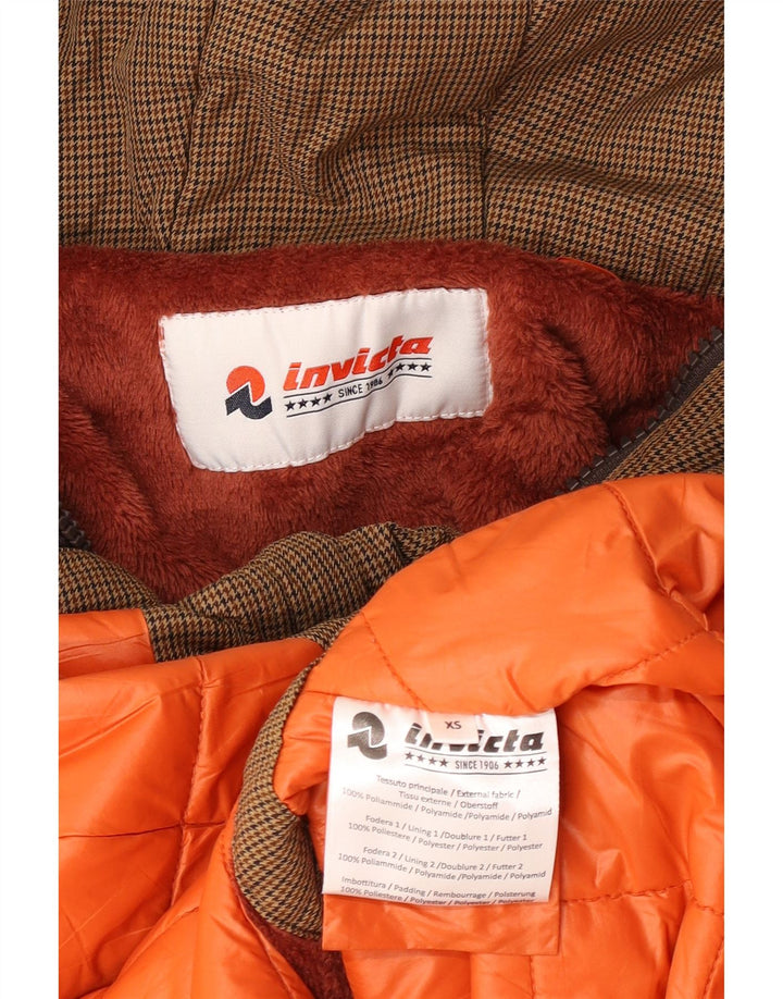 Invicta ženska jakna parka s kapuljačom UK 6 XS smeđa poliamidna houndstooth