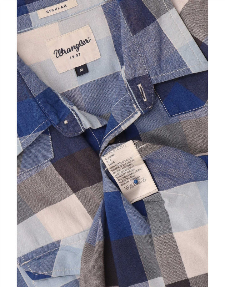 Wrangler muška majica kratkih rukava standardnog kroja Srednje plavi karirani pamuk