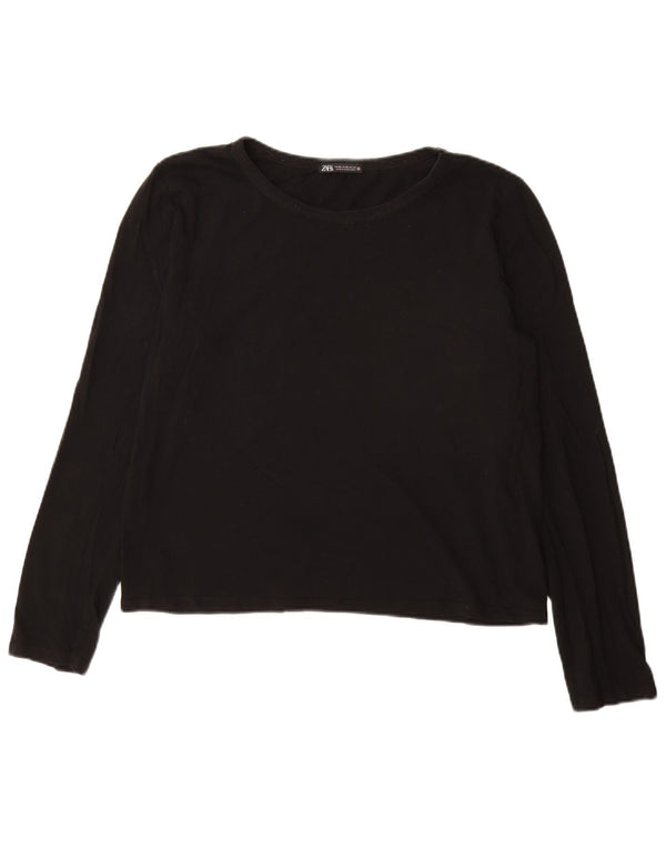 Zara ženski top dugih rukava UK 18 XL crni pamuk
