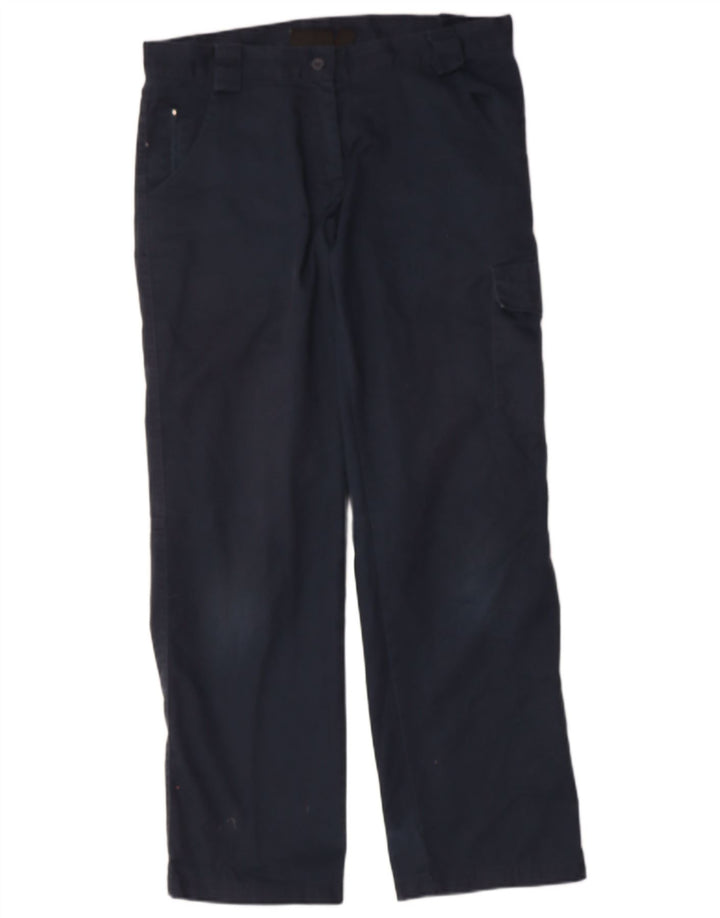 DICKIES Womens Straight Cargo Trousers W34 L31 Navy Blue Polyester