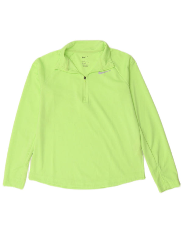 Nike Boys Dri Fit Zip Neck Pullover Top Trenirka 13-14 Years Green